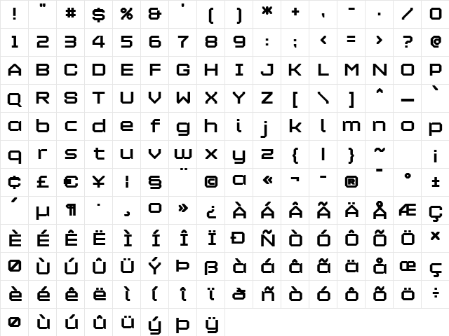 Maetl ExtraBold  glyph index