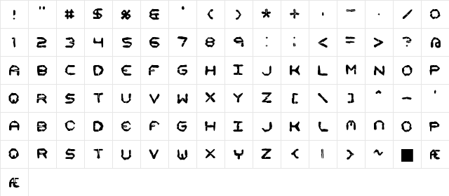 Mishmash 4x4i BRK Regular  glyph index