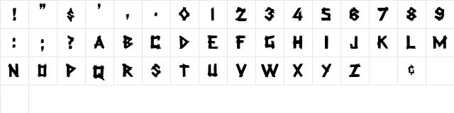 Rockmaker Regular  glyph index
