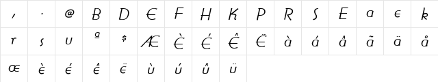 BernhardGothicSGA Italic  glyph index