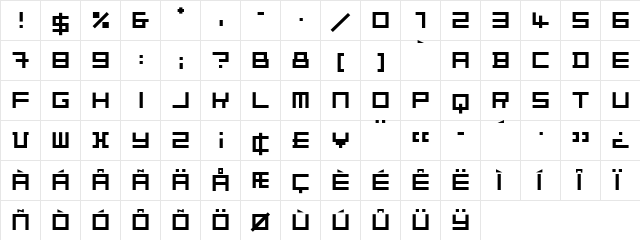 VanDoesburgArchiType Regular  glyph index