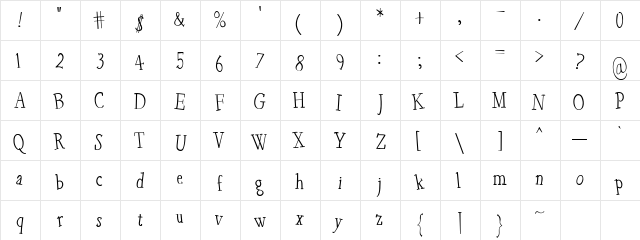 LDJ Mr. Right Regular  glyph index