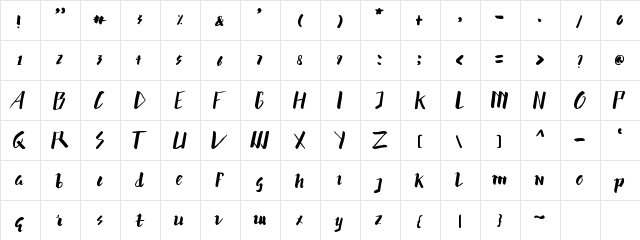 hummer Regular  glyph index