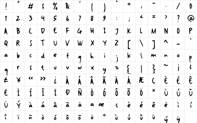 artomoro Regular  glyph index