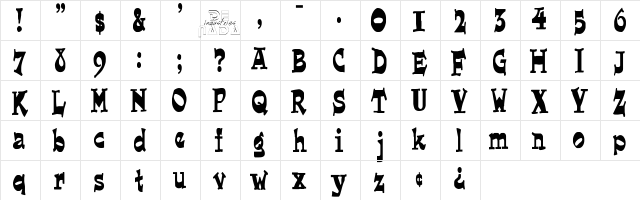 Joe Regular  glyph index