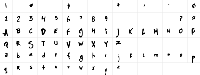 Pub World Regular  glyph index