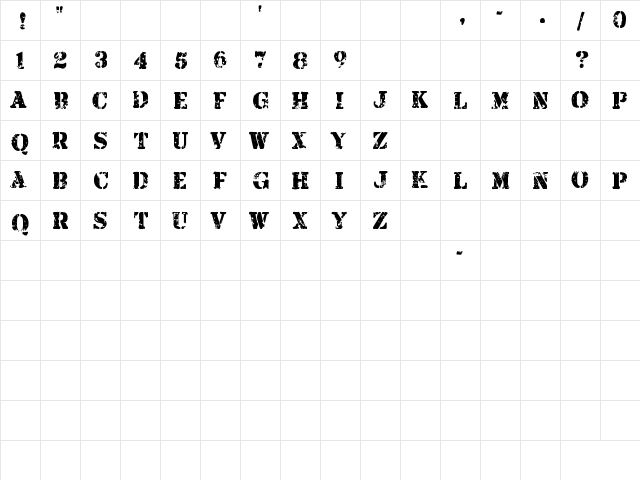 Armalite Rifle Regular  glyph index