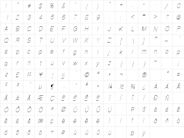 Communication 19 Regular  glyph index