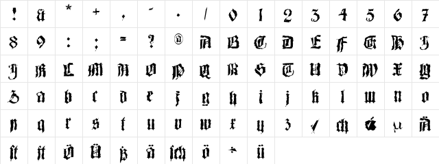 Barlos-Random Regular  glyph index