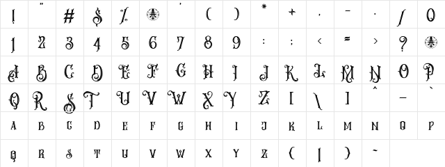 Melvca Personal Use Only Regular  glyph index