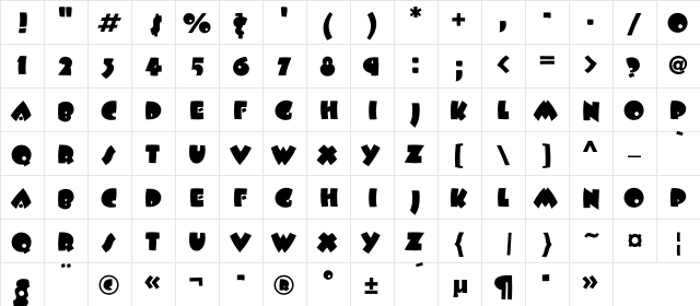BeeskneesC Regular  glyph index