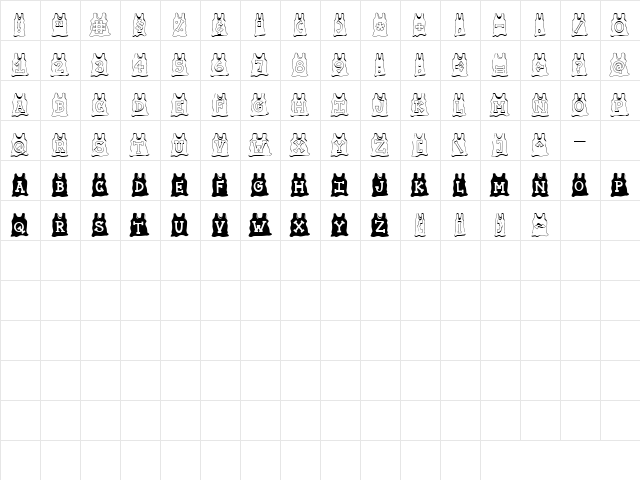 LD Jersey Regular  glyph index