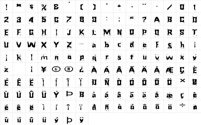 FZ WARPED 24 EX Normal  glyph index