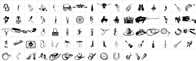 DF Wild West ITC Regular  glyph index