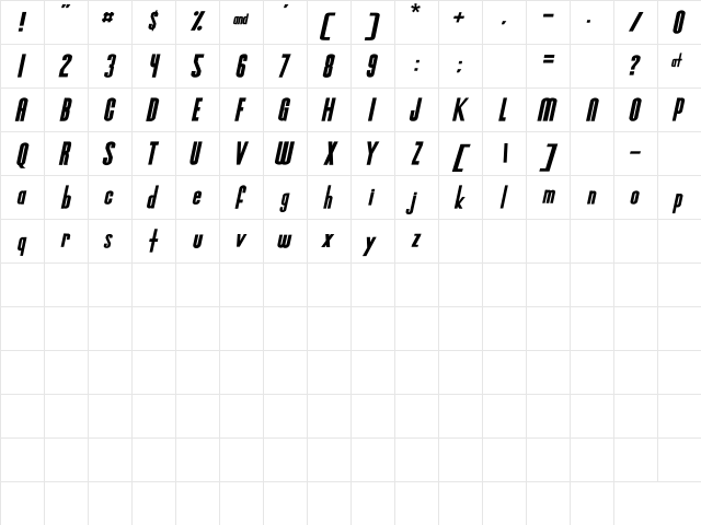 NewUnicodeFont Regular  glyph index