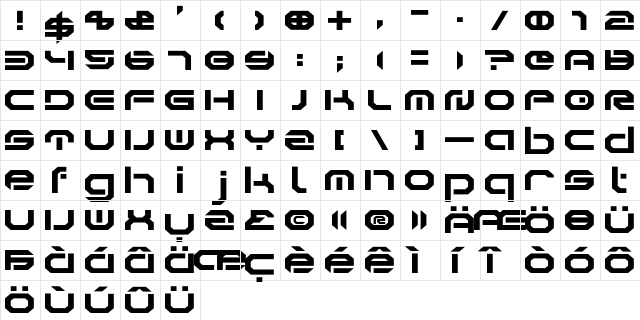 BDDoomed Squareup  glyph index
