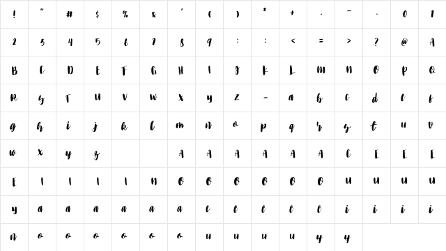 The Black Cats Regular  glyph index