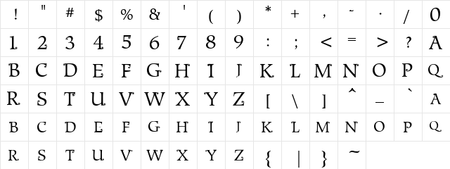 Metshige Normal  glyph index