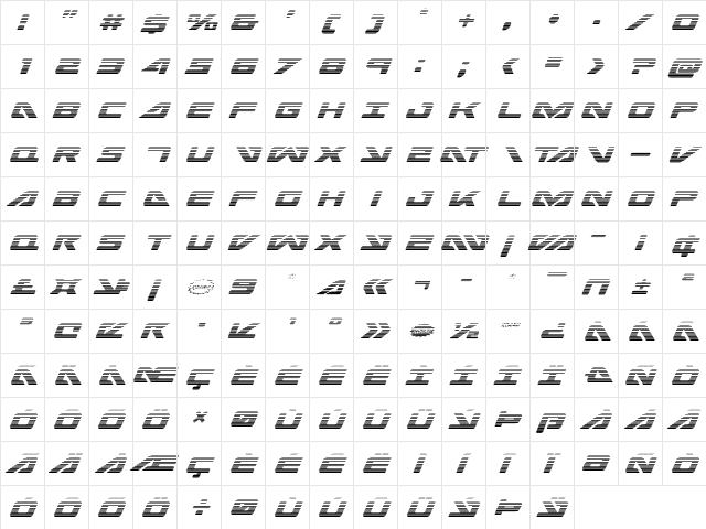 Sea-Dog Gradient Italic Italic  glyph index