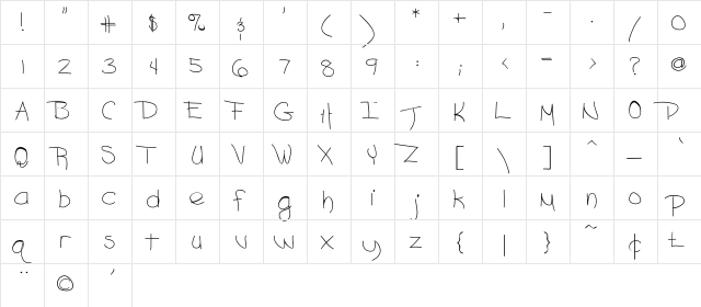 Ashley Regular  glyph index