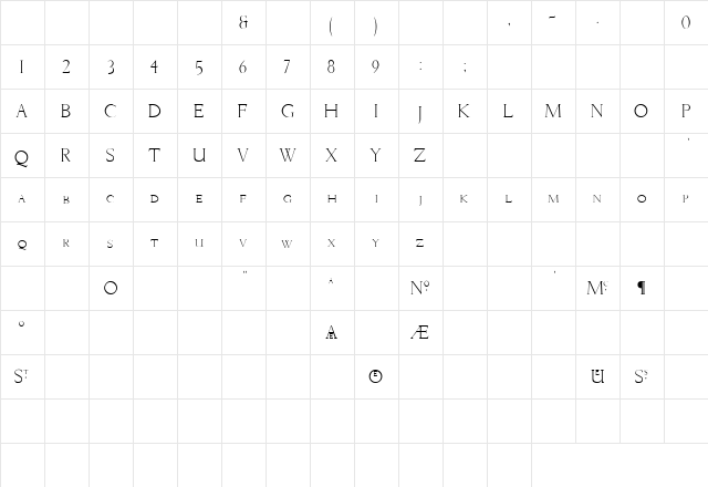 Livia Regular  glyph index