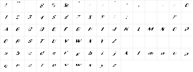 Hugenick Regular  glyph index