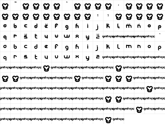 Moogwai Normal  glyph index