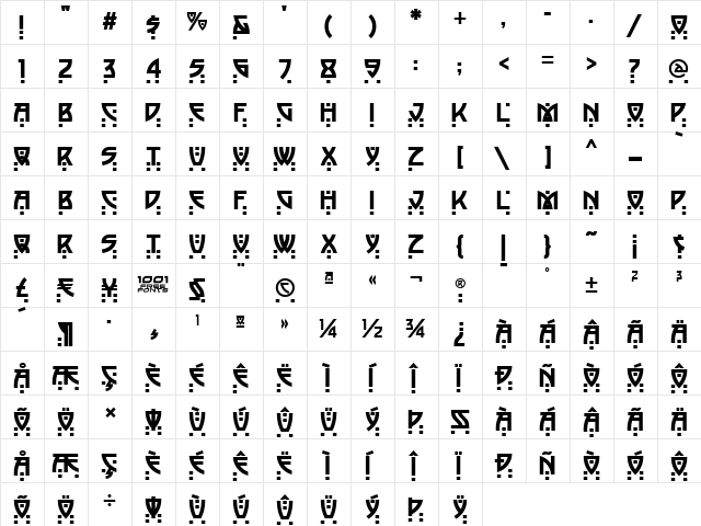 Bala Cynwyd NF Regular  glyph index