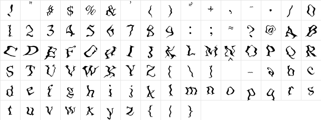 Wave Regular  glyph index