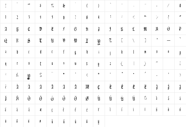 Celebrate Regular  glyph index