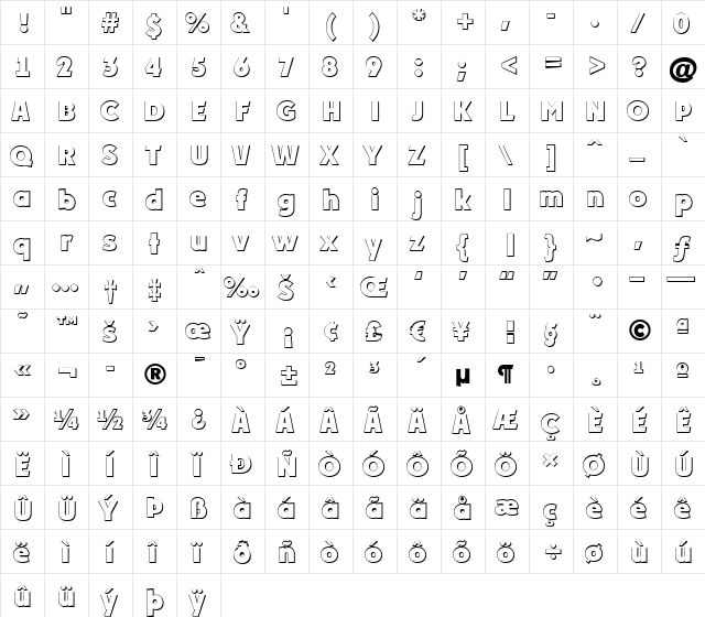 a_Plakat3Dxtr ExtraBold  glyph index
