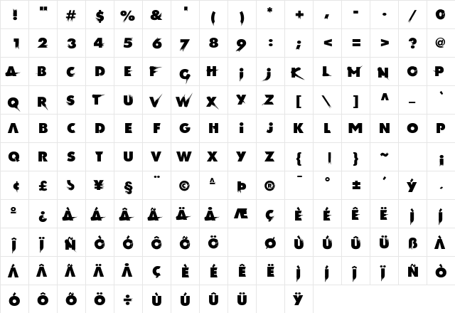 Akira Regular  glyph index