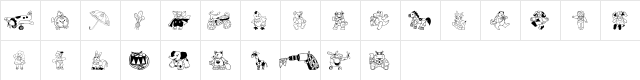 Kiddy Toys Regular  glyph index