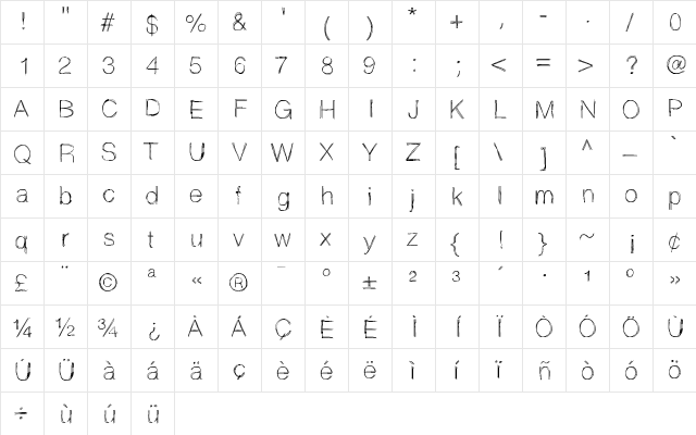 Sketchtica Medium  glyph index