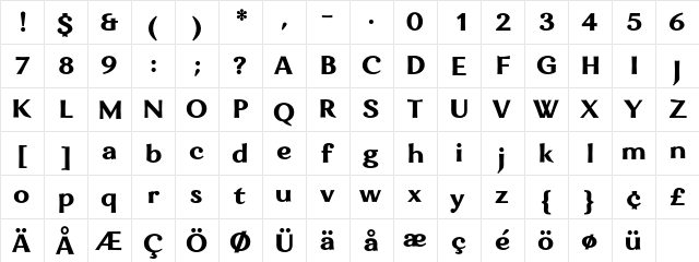 Eniza Black  glyph index