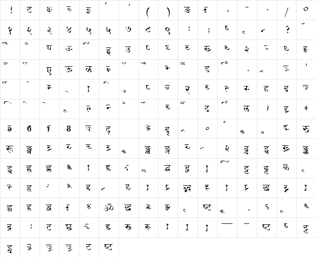 AkrutiDevKalidas Normal  glyph index