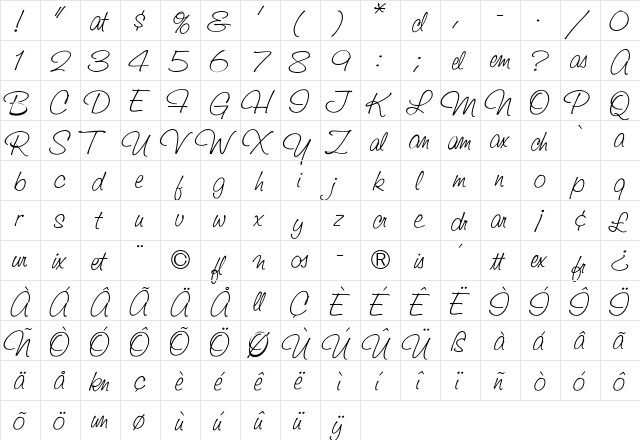 TFSaginaw Medium  glyph index