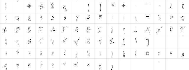 Creeper Regular  glyph index