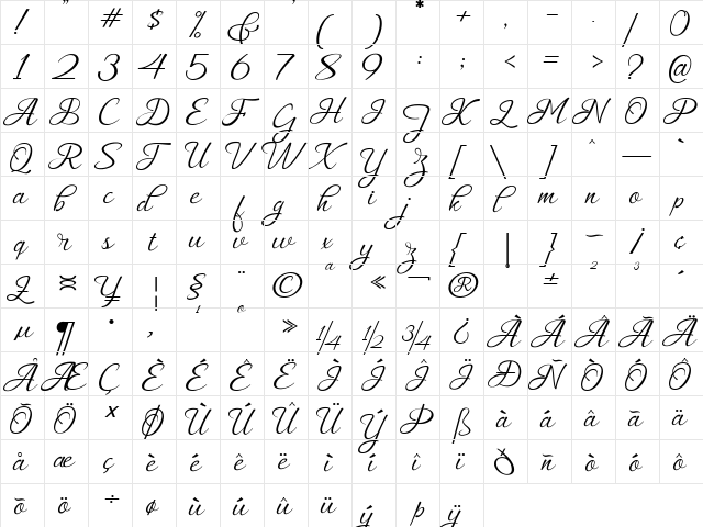 Muangthai Regular  glyph index