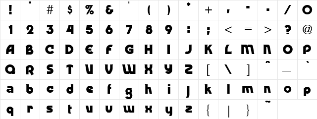Ding-Dong Bold  glyph index