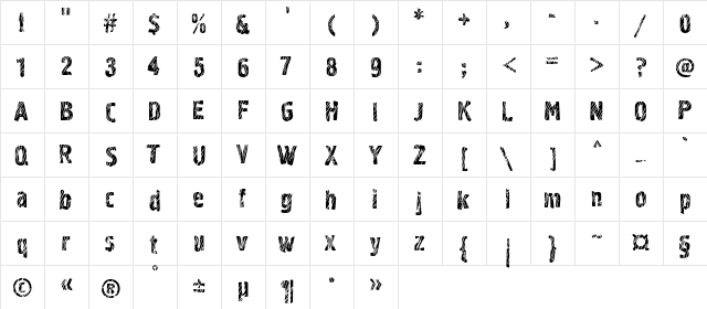 GraffitiC2 Medium  glyph index