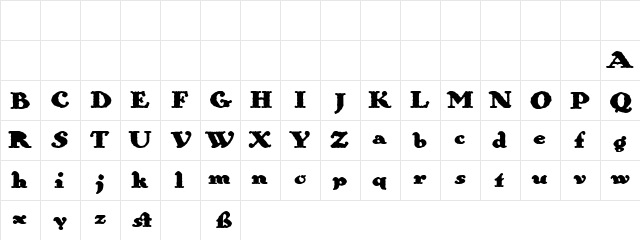 Wolfram Regular  glyph index