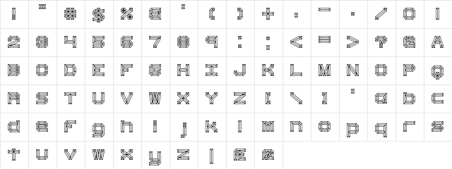 Heavy Bevel BRK Regular  glyph index