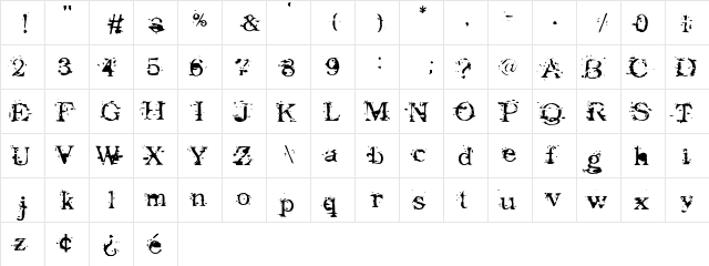 CornerStone Regular  glyph index