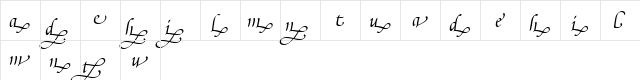 PoeticaSuppLowercaseEndingsII RomanItalic  glyph index