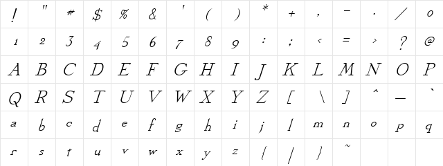Imide Normal  glyph index