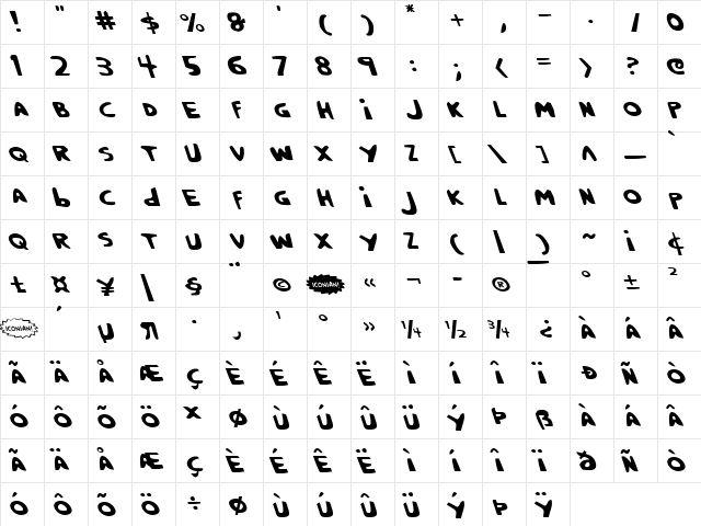 Crappity-Crap-Crap Leftalic Leftalic  glyph index