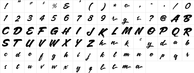 A&S Blaze Regular  glyph index