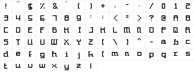 southwest Regular  glyph index