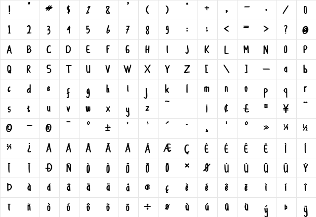 CollBesT Bold  glyph index
